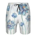 thumbnail image 4 of Kll Pale Blue Lotus Flowers Men'S Casual Summer Beach Shorts Hawaiian Shorts With Pockets-3x-Large, 4 of 9