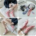 thumbnail image 6 of Vintage Style Crew Socks with Cute Floral Cuff for Women, 6 of 7