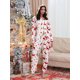 thumbnail image 1 of Pijama navideño de vellón para mujer, mono con estampado de renos, manga larga, capucha y bolsillos para invierno y otoño, 1 of 1