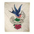thumbnail image 1 of SIDONKU 50x60 inch Super Soft Throw Blanket Red Bird Old School Styled Tattoo with Swallow and Rose Blue Sailor Jerry Ribbon Home Decorative Flannel Velvet Plush Blanket, 1 of 1