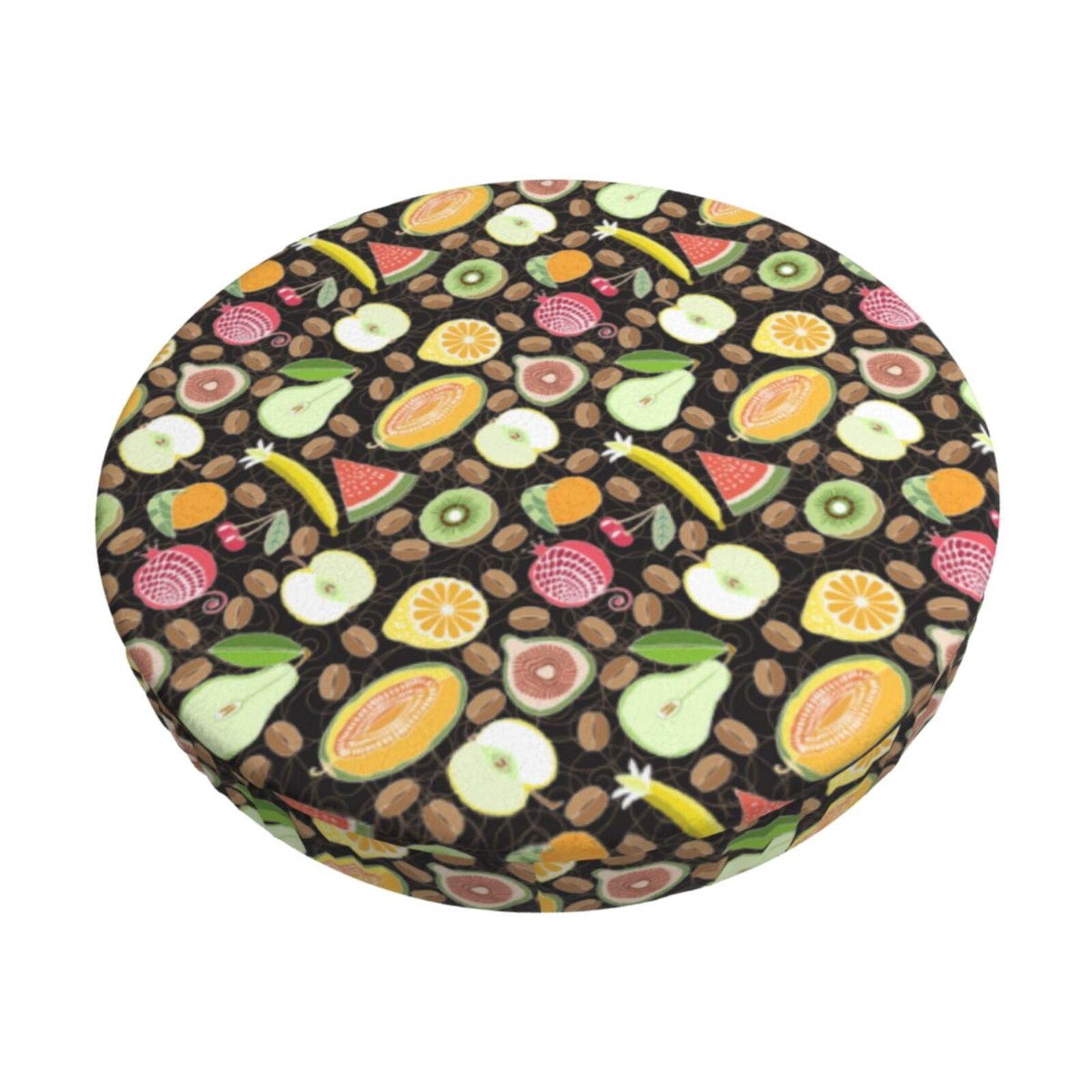 Easygdp Fruits Print Easy To Install Bar Stool Covers&Stool Covers Round&Elastic Stool Cover, Barstool Covers,Washable&Bottom With Elastic Edge-13 inch