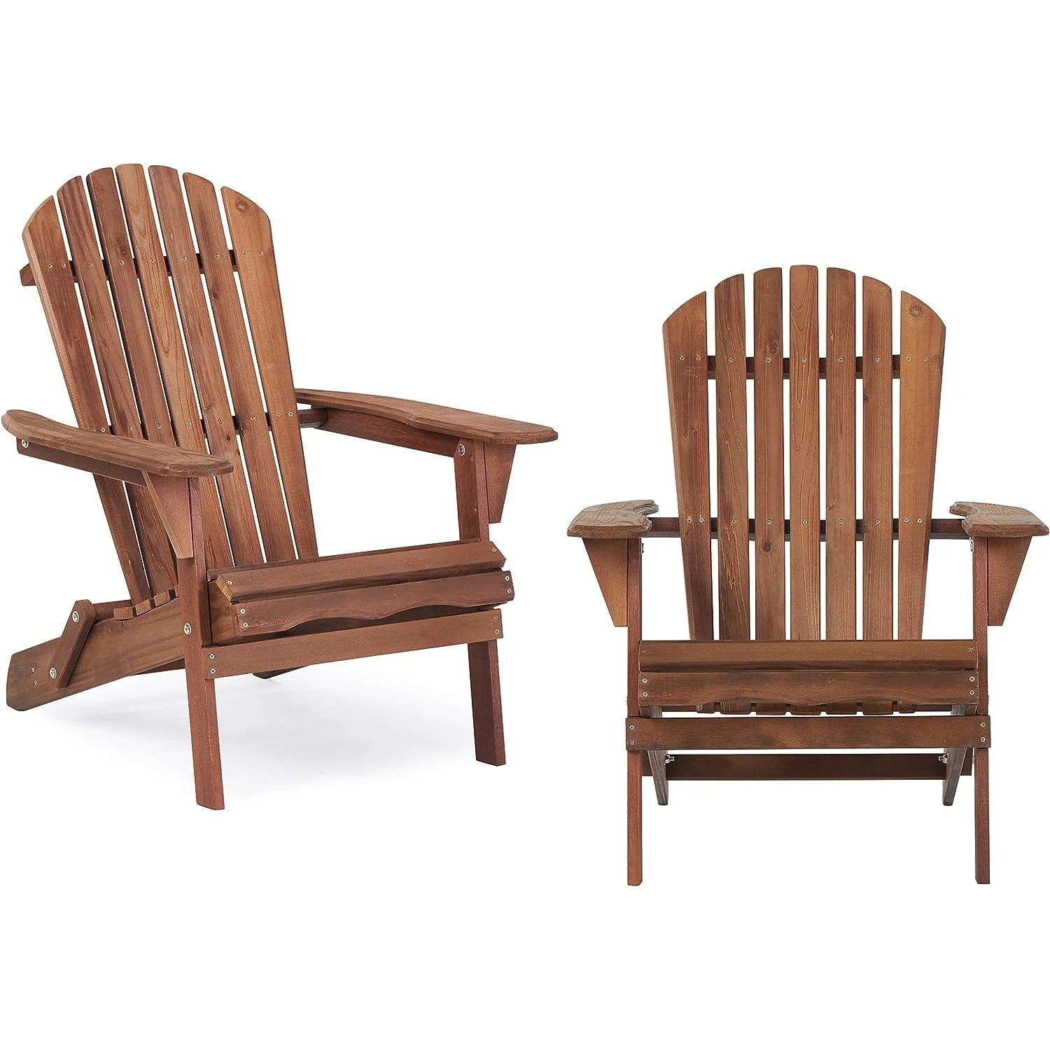 uhomepro Outdoor Adirondack Chairs Set of 2, Folding Fire Pit Chair, Weather Resistant Patio Lawn Chair for Outside Deck Garden Backyard Balcony, Brown