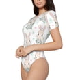 thumbnail image 2 of Balery Rabbit And Flower Women's Short Sleevee Crew Neck Bodysuit Tops Short Sleeve Tops Basic-Large, 2 of 9