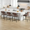 thumbnail image 3 of EDTara Counter Height Bar Stools Set of 2 With Arms, 26" Upholstered Bar Stools With Back, Wider Seat, Modern Bar Stools Set With Footrest for Kitchen Island,Counter Bar,Easy Assembly,Rustic Brown, 3 of 6