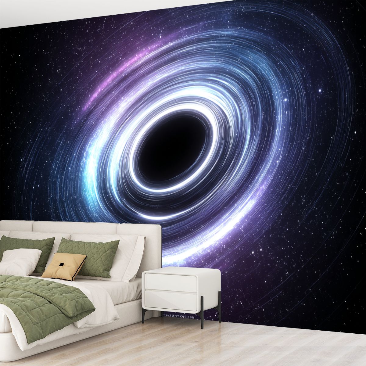 Peel and Stick Wallpaper Rings Universe Starry Minimal Art Style Black Hole Space Cosmos Modern Art Wall Mural Decor Self Adhesive and Removable 69in x 98in