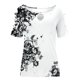 thumbnail image 3 of Gibobby Playera&nbsp;Moda Sexy Tops Hombro Tees Summer Women Short Cold Casual Loose Hollow Short Cold Manga Hollow Cómodo camisetas T camisas（Gris， M), 3 of 5