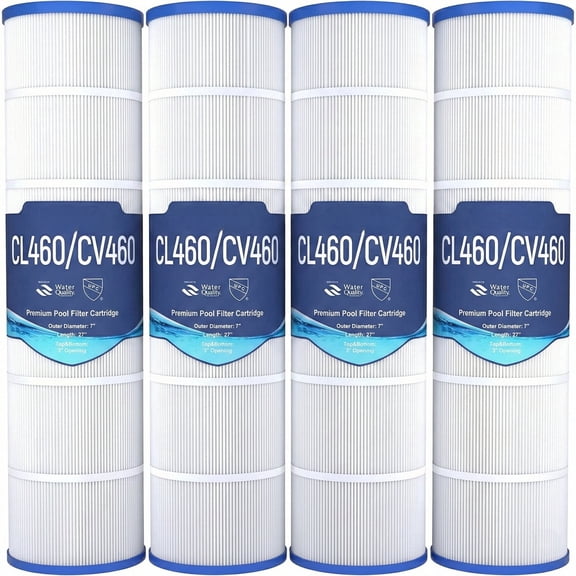 Upgraded 5oz CV460 Pool Filter Cartridges, Compatible with Jandy CL460 & CV460, Replaces OEM A0558000, R0554600, Pleatco PJAN115, 4-Pack, 460 Sq.Ft Total, Premium Media