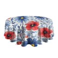 thumbnail image 5 of Pioneer Flower Floral Print Pattern Round Tablecloth 60"x60",Wrinkle Wipeable Table Cloth for Kitchen Dining Room Picnic Patio Party, 5 of 6