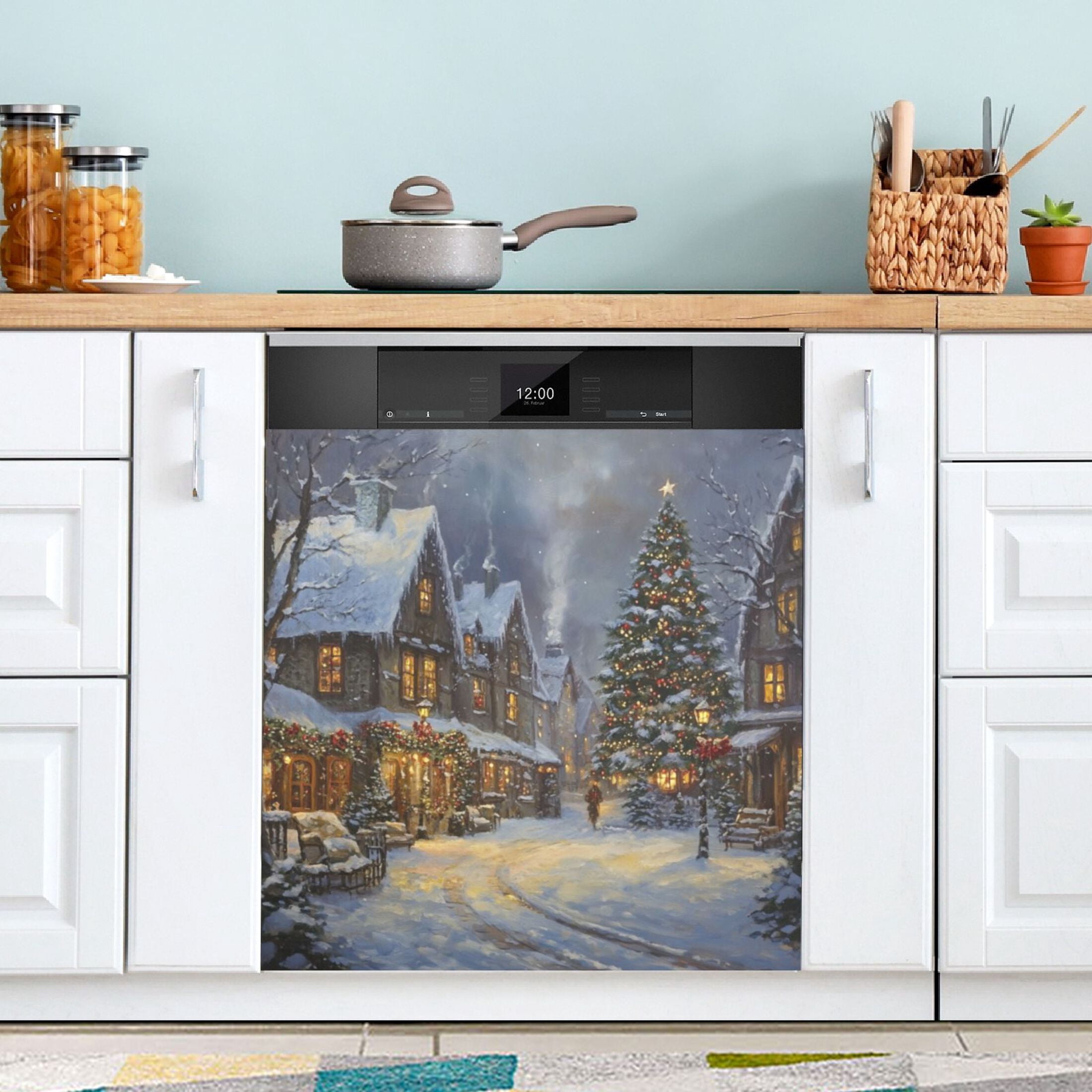 Dishwasher Magnetic Sticker 23x26 Inch Refrigerator Magnetic Sticker Washing Machine Magnetic Sticker Kitchen Panel Magnetic Sticker Home Decor Christmas Snow