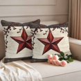 thumbnail image 2 of Texas Star Red Outdoor Waterproof Pillow Covers, Farmhouse Berry Wooden Vintage Decorative Square Throw Pillowcase Sofa Cushion Sham for Patio/Couch/Chair, 26"x26" 2 Pack, 2 of 8