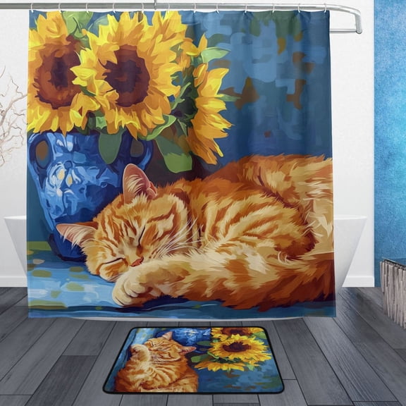 BZSMCE Shower Curtain and Bath Accessory Set,Sunlit Slumber Pattern