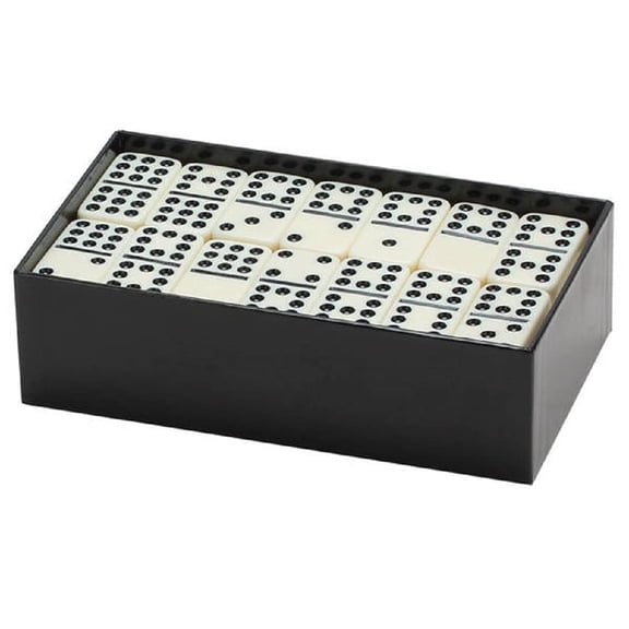 CHH 2312 Double 9 Jumbo Ivory Dominoes in Black Box, 8.25-inch Length