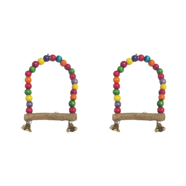 stanreset Compact And Easy To Carry Hanging Swings Cage For Pets Wide Application Durable Wooden Parrots Stand 2Set