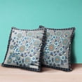 thumbnail image 3 of Glory of Flowers Peacock Throw Pillow with Removable Cover in Gray Orange Black 16x16, 3 of 8