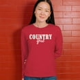 thumbnail image 4 of Country Girl Logo Women's Long Sleeve T-shirt Western Rodeo Style Southern Pride Cowgirl Rustic Feminine Farm Life Ranch, 4 of 7