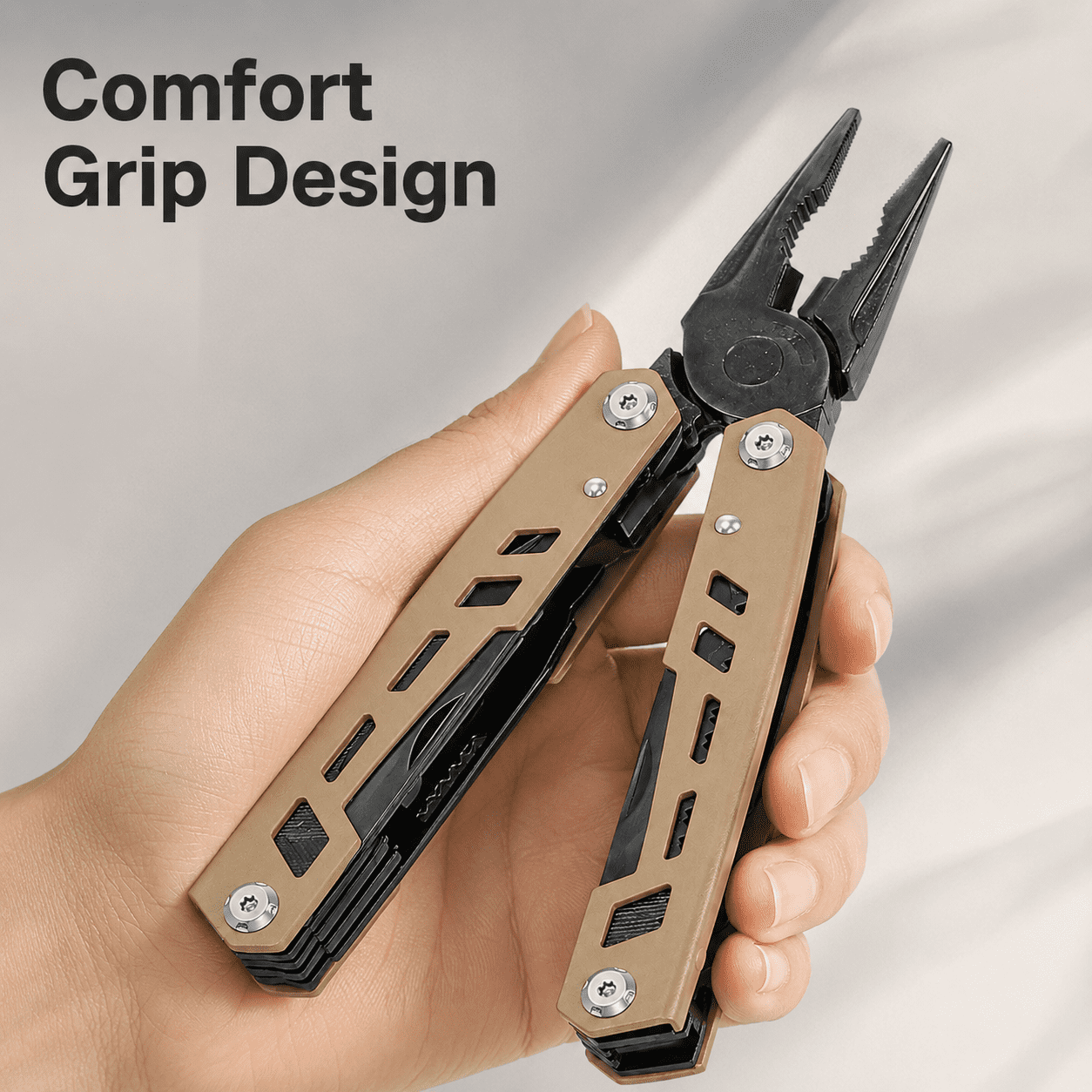 14-in-1 Multitool Pliers, Heavy Duty Stainless Steel Folding Pocket Tool for Camping, Hiking and Outdoor Survival, Compact Precision Gear with Nylon Sheath, Gunmetal Stealth Grey