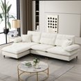 thumbnail image 6 of 106*66.5 inch L shaped Convertible Sectional Sofa, 4 Seat Tufted Couch Set with Two-tone Adjust Legs, Cloud Chenille Fabric, Movable Ottoman for Living Room, Apartment, Offices (White), 6 of 11