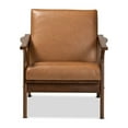 thumbnail image 2 of Baxton Studio Bianca Mid-Century Modern Walnut Brown Finished Wood and Tan Faux Leather Effect Lounge Chair, 2 of 7