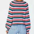 thumbnail image 2 of Crave Fame Juniors Fluffy Striped Sweater Aqua Stripe XS, 2 of 2
