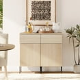 thumbnail image 2 of WAMPAT Buffet Sideboard Cabinet with Storage, Modern 2 in1 Buffet Cabinet with Charging Station and 2 Drawers, Adjustable Shelves, Wood Media Console Coffee Bar Table for Kitchen, Living Room，Beige, 2 of 13