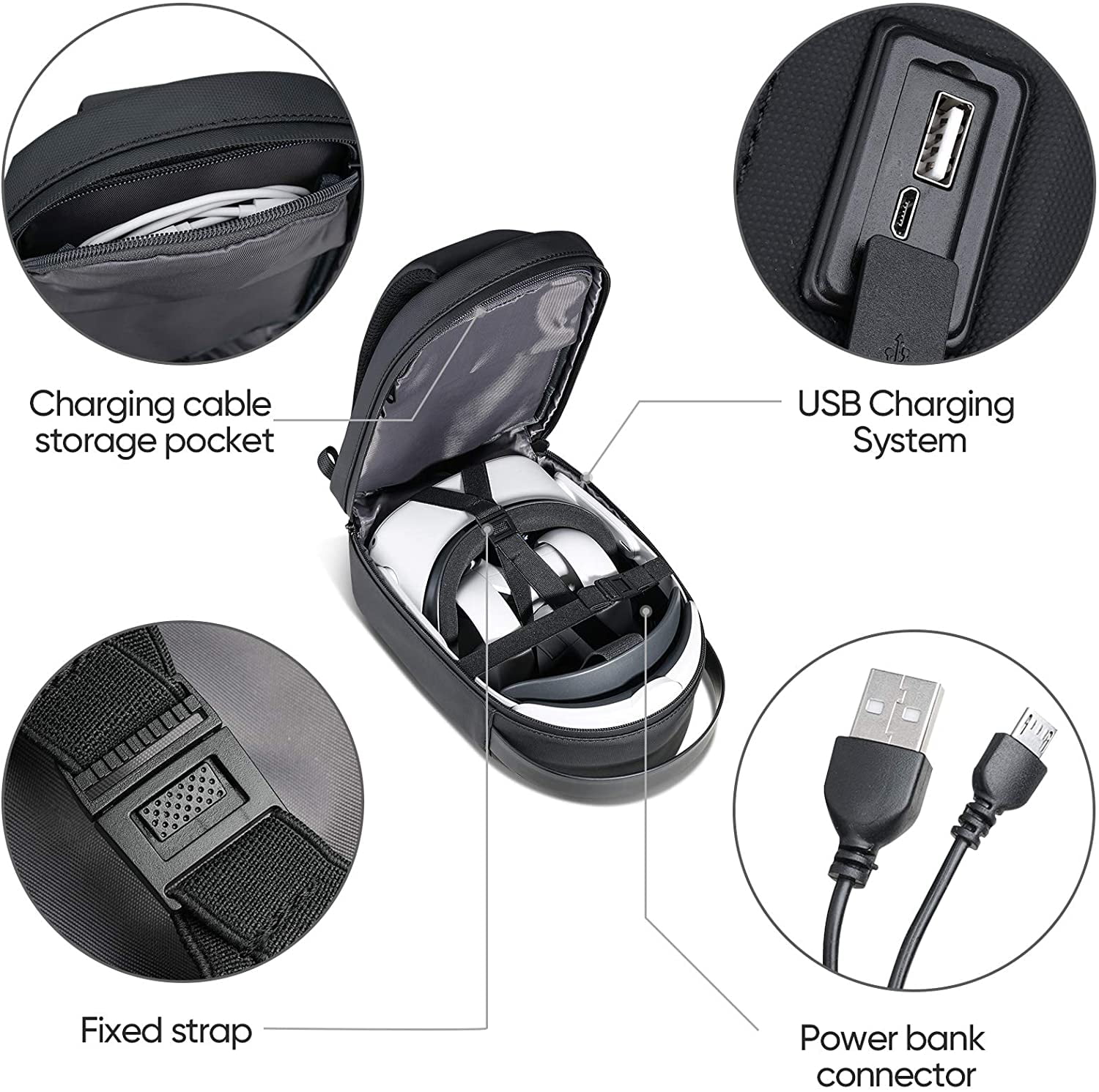 Bundled with In-Ear phones & Lens Protect Cover Oculus Quest 2 Case SARLAR Hard Chest Shoulder Backpack for Carrying Basic and Elite Version VR Gaming Headset and Touch Controllers Acessories 