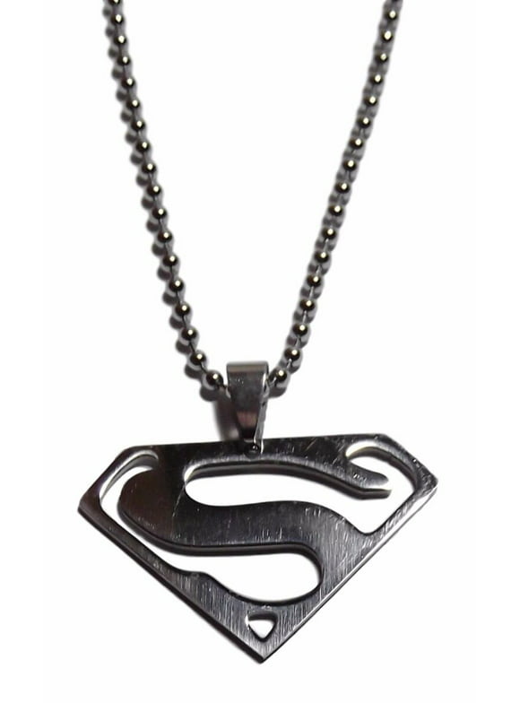 Superman S Logo Silvertone Pendant Necklace on 25" Chain