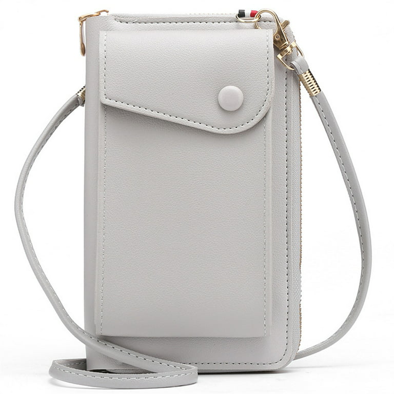 Laidan Women Mobile Phone Bags Crossbody Bag Wallet Cell Phone Pouch Holder Shoulder Bag-Light Grey, Adult Unisex, Size: 18.5*11*3.9CM, Gray