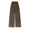 thumbnail image 4 of Women's Trendy Wide Leg Pants Fashion Elastic High Waist Plus Size Solid Color Palazzo Pants Casual Loose Stylish Clothes for Ladies Oversized Fit Brown M, 4 of 5