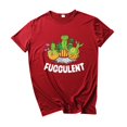 thumbnail image 3 of Pompotops T-Shirt Mode Femme Imprimé Cactus Col Rond Manches Courtes Blouse, 3 of 3
