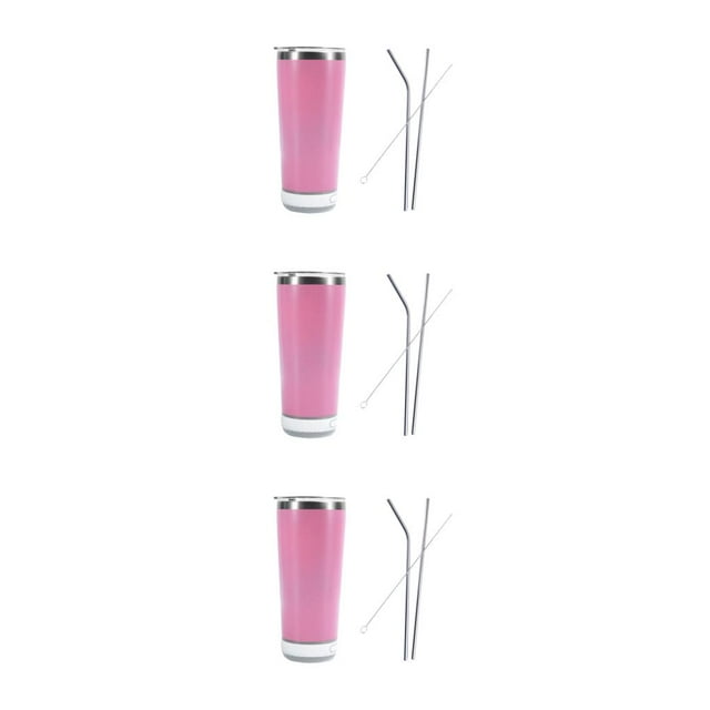 Transemion Food Grade Music Tumbler Scratch-proof Colorfast High-end Texture Sealing Prevent Leakage Sealing Pink 3Set