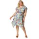 thumbnail image 3 of Women's Plus Size Dress Chiffon Asymmetrical Hem Belted Ruffled Midi Floral Dresses Light Blue 4X, 3 of 7