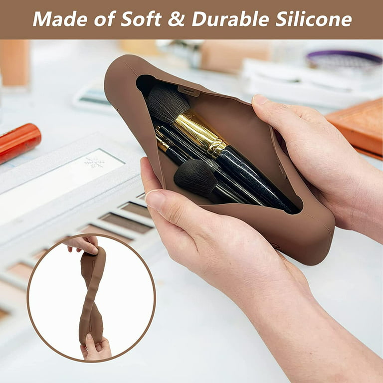 Travel Makeup Brush Holder with Strong Magnetic Buckle, Silicone