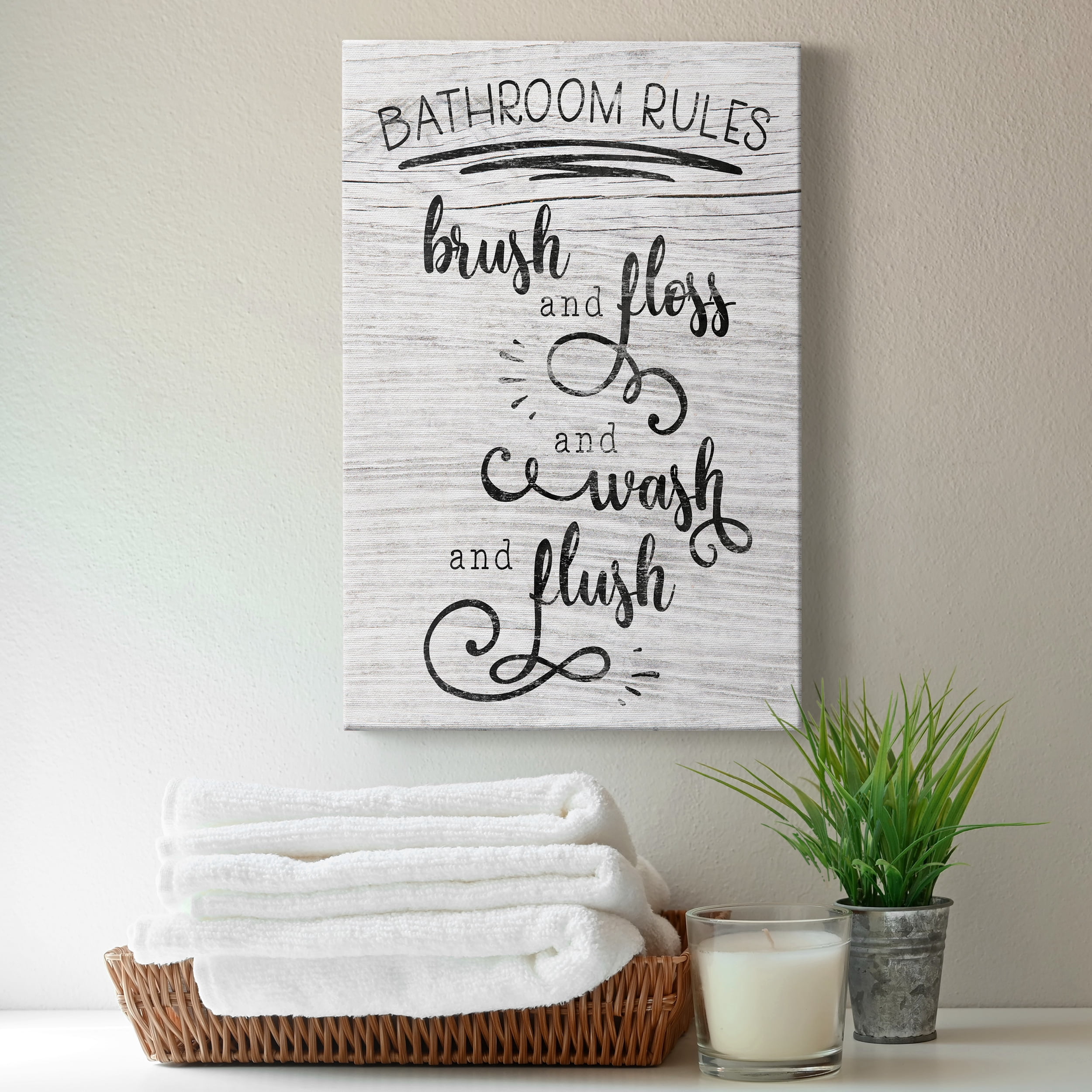 Bathroom Rules Premium Gallery Wrapped Canvas - Ready to Hang - 18 x 27