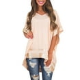 thumbnail image 1 of Chemise Asymétrique à Manches Courtes et Col en V pour Femmes, 1 of 5