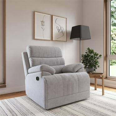 DHP McAllen Living Room Recliner Chair with Wide Seat, Light Gray Textured Fabric