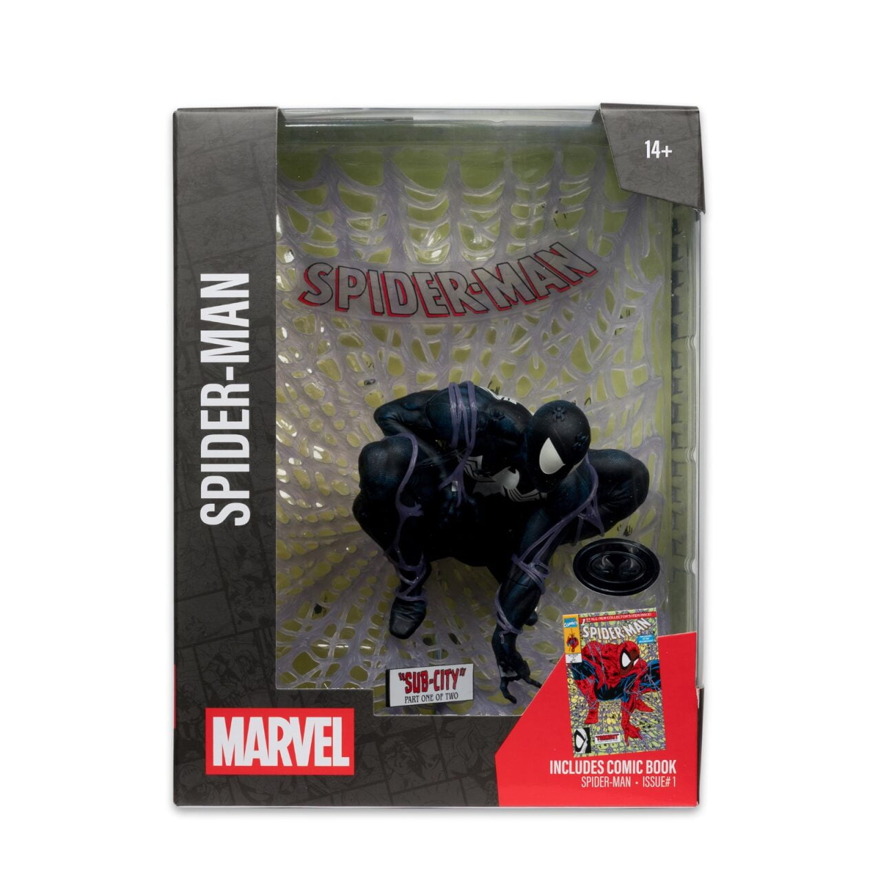 Marvel Spider-Man (Black Suit) 1:6th Scale Collectible with Scene (Spider-Man #1) (Platinum Edition) - McFarlane Toys