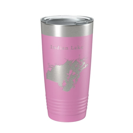 

Indian Lake Map Tumbler Travel Mug Insulated Laser Engraved Coffee Cup Ohio 20 oz Light Purple