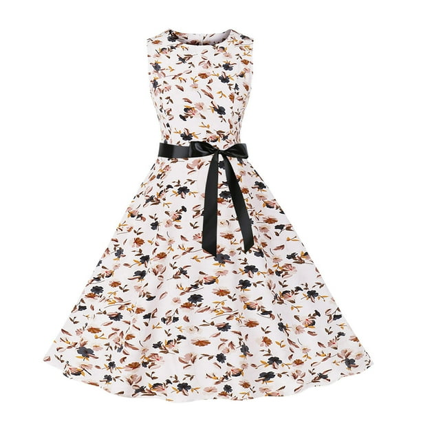 Vestidos de verano para mujer Vestido sin mangas con estampado floral en la playa para mujer Pompotops ghjkhdj4961