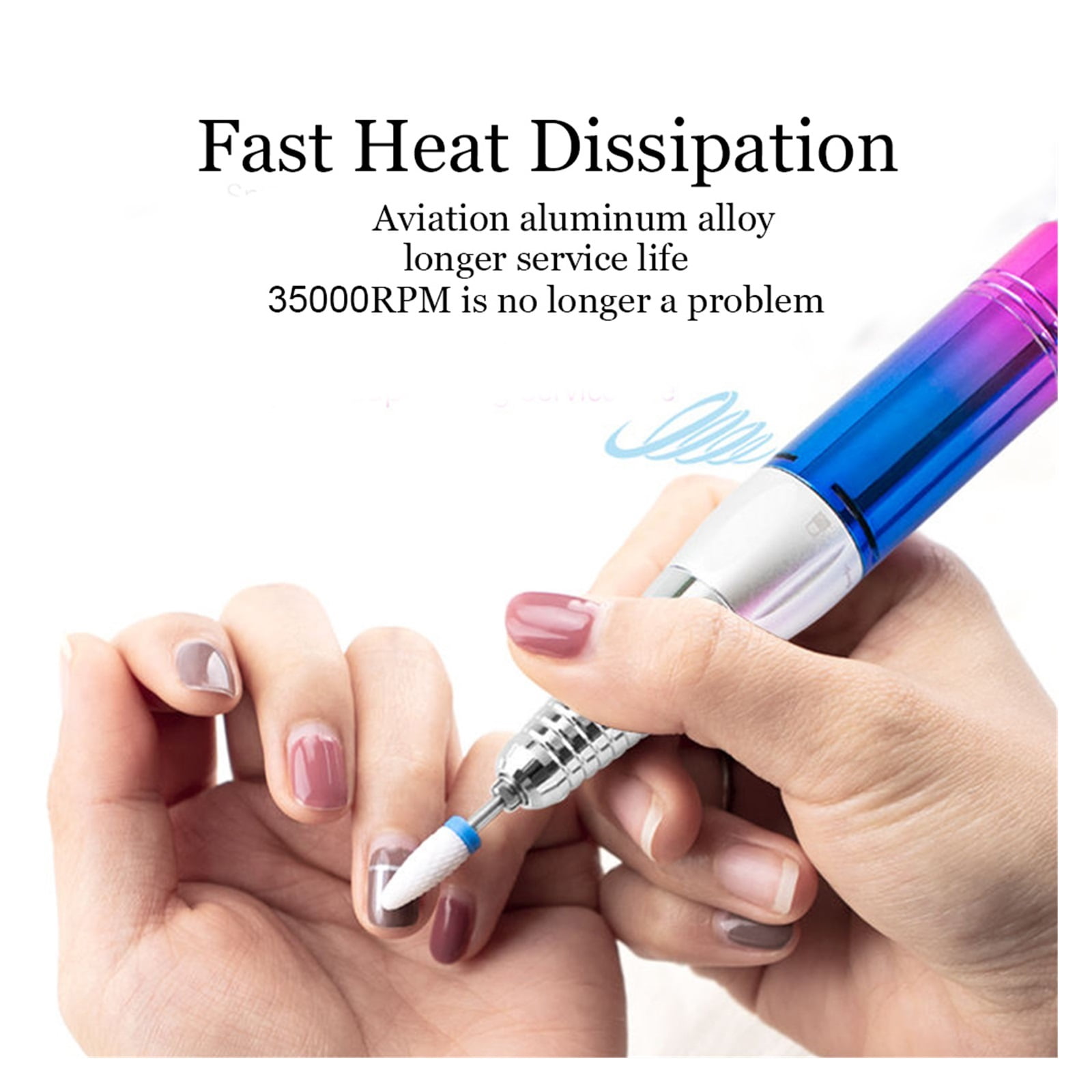 Portable 35000RPM Nail Drill Machine Rechargeable Nail Drill Heart Engraved Nail Cuticle Machine Acrylic Nail Drill Equipment