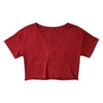 thumbnail image 3 of GigrtiJin Short Sleeve T Shirts for Womens Summer Trendy Crop V Neck Tees Womens Loose Casual Solid Color Outdoor T Shirts, 3 of 5