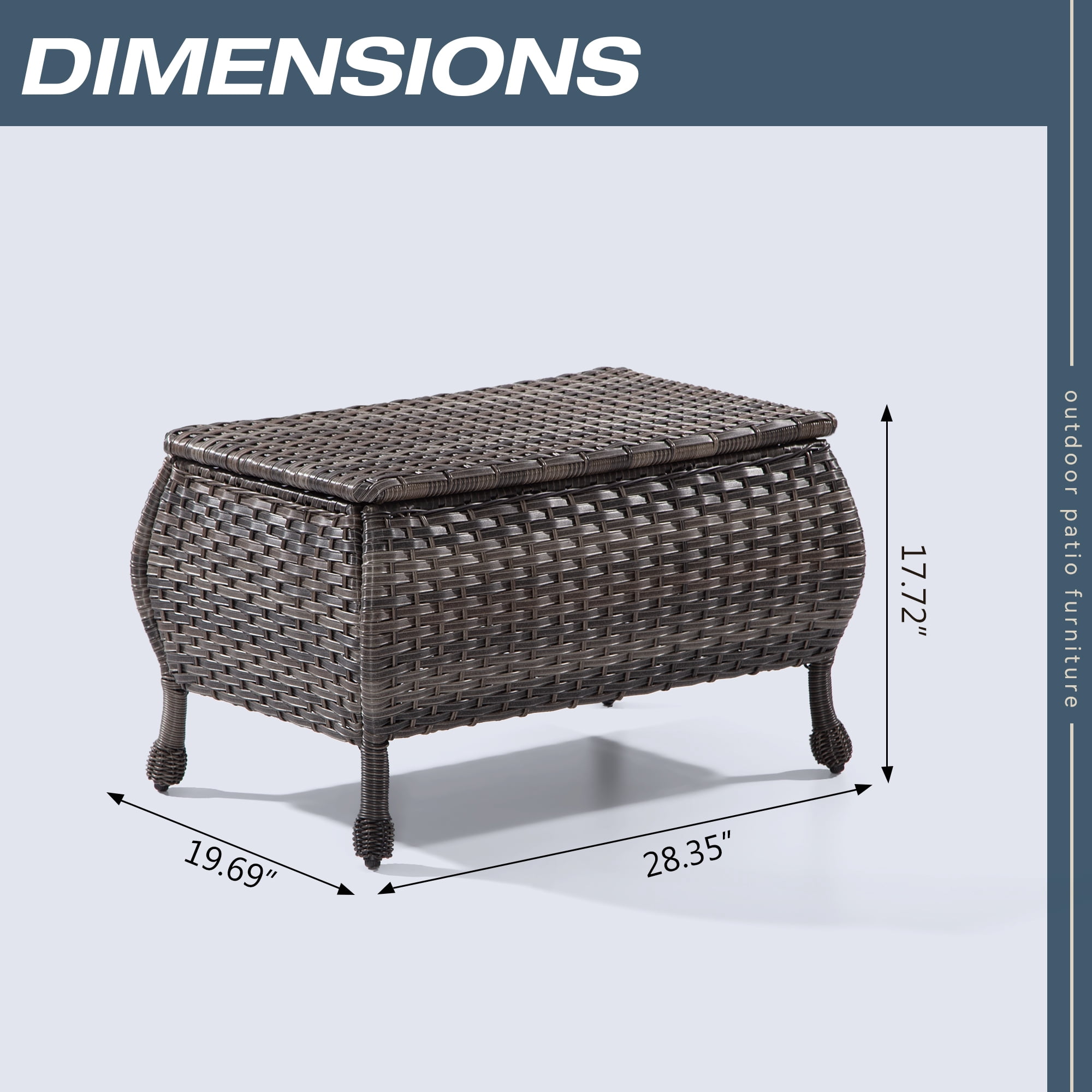 MeetLeisure Outdoor Wicker Coffee Table - Patio PE Rattan Coffee Table with Storage Room Suitable for Patio Deck Garden Porch, Brown