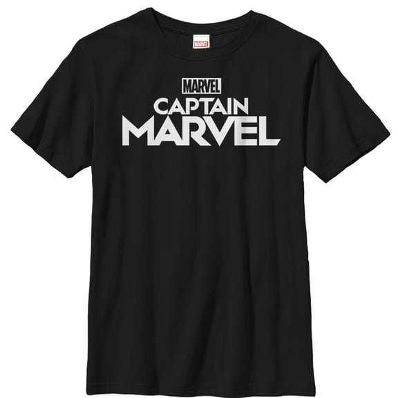 Boy's Marvel Captain Marvel Bold Logo  Graphic Tee Black Small