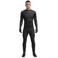 thumbnail image 2 of YONGHS Mens Spandex Open Face Zentai Suit Costume Back Zipper Unitard Full Cover Jumpsuit Bodysuit Black 170, 2 of 7