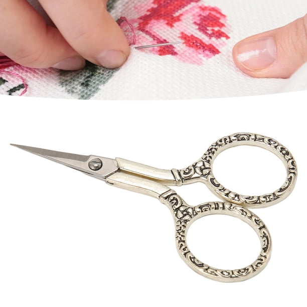 Tijeras de Costura, Patrón Decorativo de Plata Bordado de Bordado de Bordado Acero Inoxidable Con Cadena de Vaina para Nave de Bricolaje para Aguja