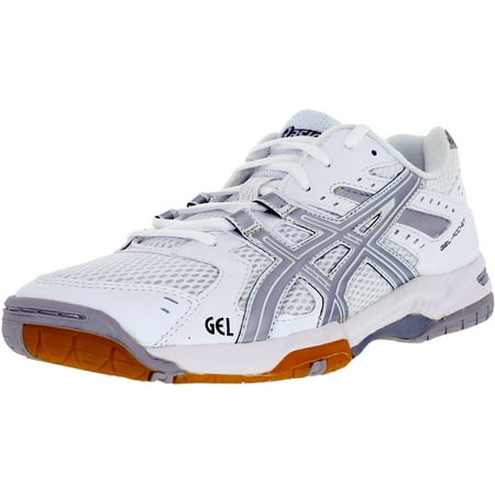 Asics Women's Gel-Rocket 6 White/Silver Above the Knee Tennis Shoe - (Best Tennis Shoes For Knees)