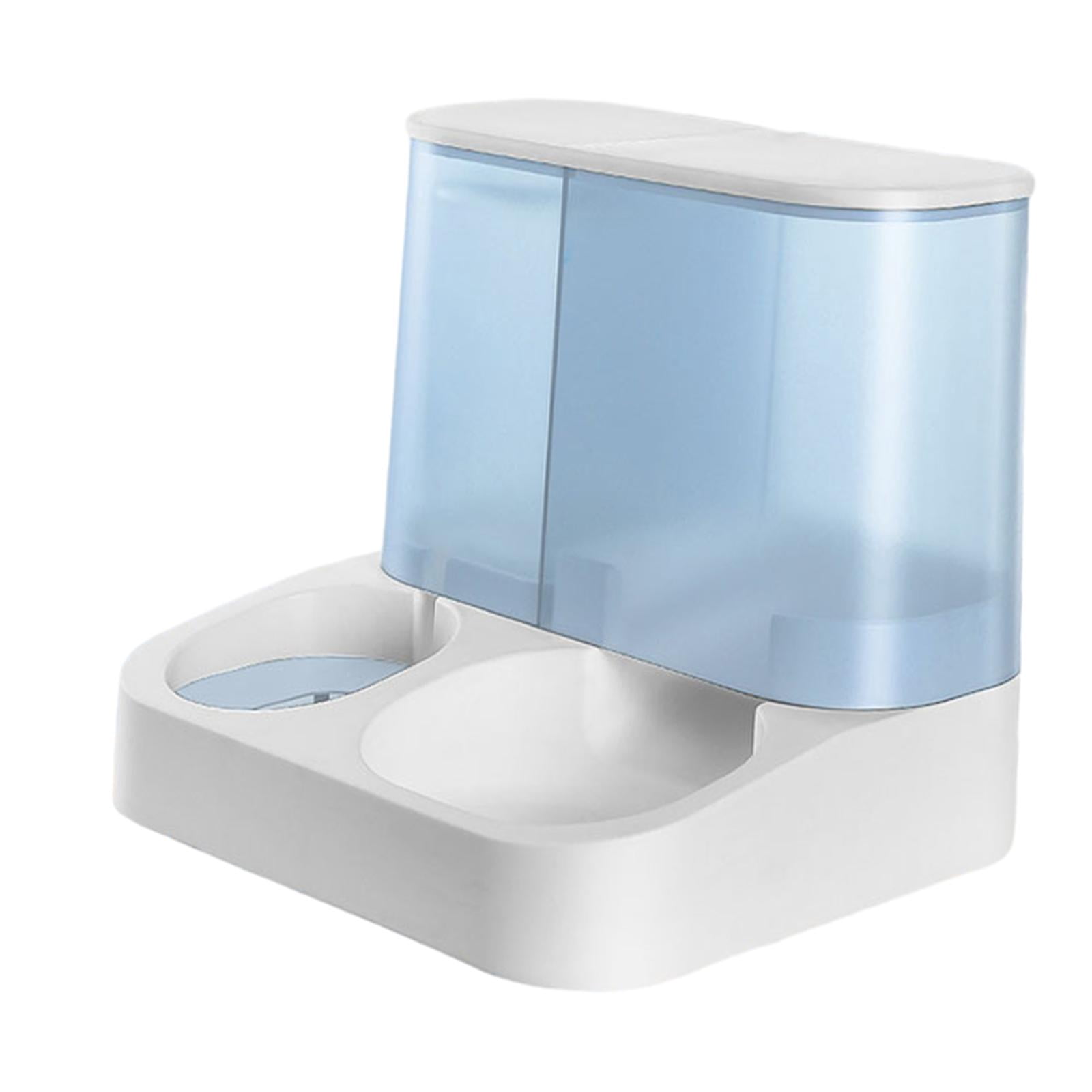 2 in 1 Design Pet Food and Water Dispenser, Automatic Feeder, Cat Food and Water Dispenser for Rabbit Kitten Cat, Easy to Refill Blue
