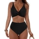 thumbnail image 4 of Traje de baño de bikini liso sin mangas para mujer, traje de baño push-up acolchado, conjuntos de blusa de traje de baño de poliéster para mujer, 4 of 6