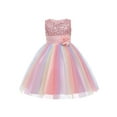 thumbnail image 2 of Toddler Baby Girl Flower Sequin Round Neck Sleeveless Dresses Rainbow Mesh Princess Dress Tutu Evening Dress, 2 of 8