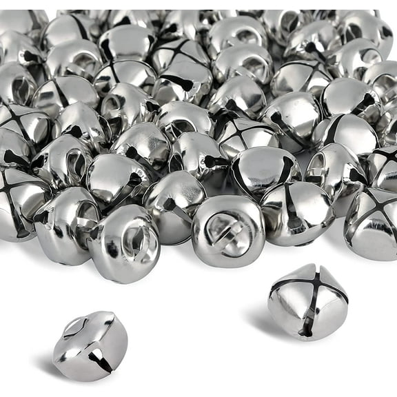 Jingle Bells, 1 Inch Craft Bells Bulk DIY Bells for Christmas Festival Decoration Home Decoration, 50pcs, Silver
