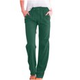 thumbnail image 3 of Horkkom Linen Pants Women Drawstrings Straight Leg Pants Casual Comfy Cotton Pants with Pockets Plus Size Button Elastic Waist Pants, 3 of 7